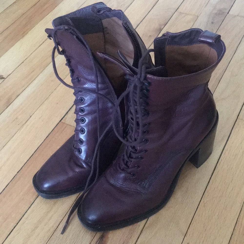 Burgundy Frye Heeled Boots